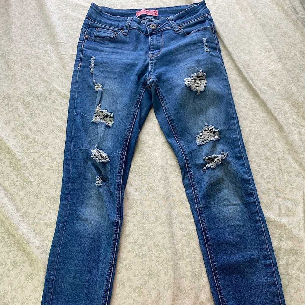 Blue ripped jeans